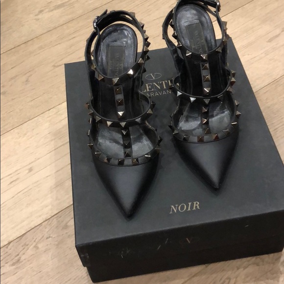 Valentino Shoes - Valentino Rock Stud Black on Black heels size 37